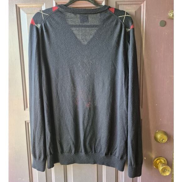 Sanzio Italian wool argyle sweater mens size 2XL navy blue grey‎ maroon - Picture 2 of 5